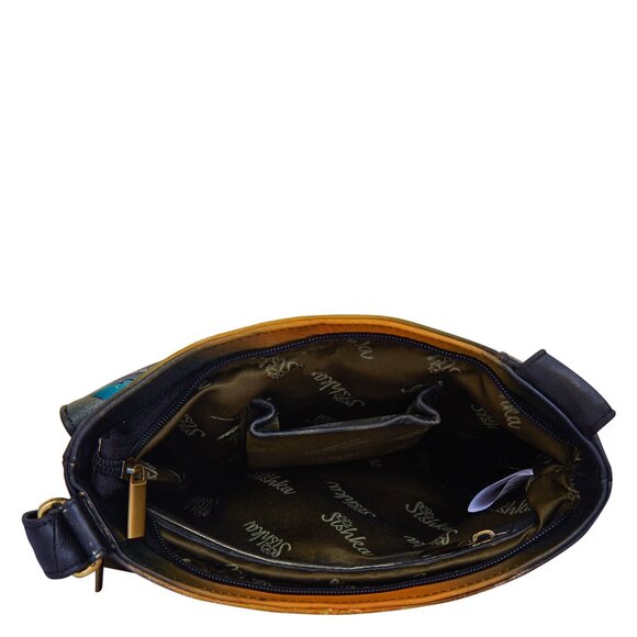 Hand-Painted Women Crossbody Sling Bag –Ladies' Leather Over the Shoulder Purse - Picture 5 of 7